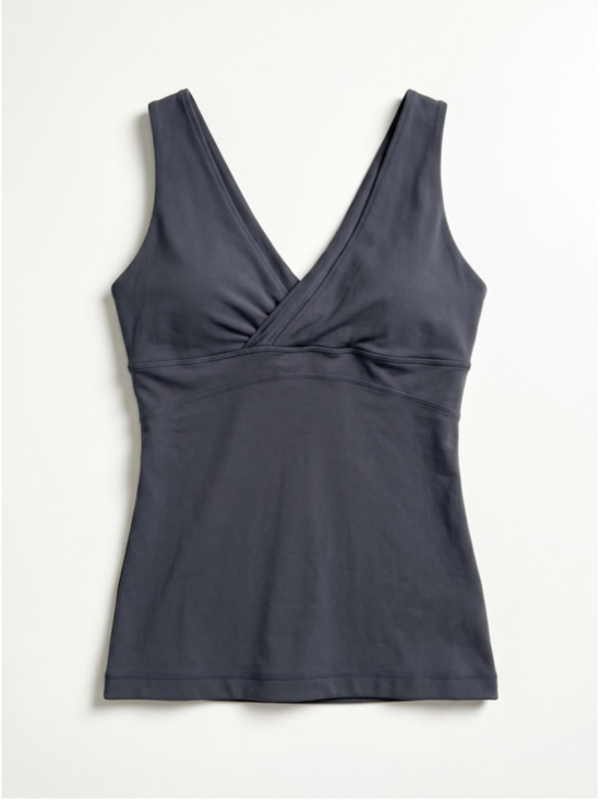 lululemon athletica Tops - LULULEMON Deep V Racerback Athletic Mesh Gray Tank Top, Size 8